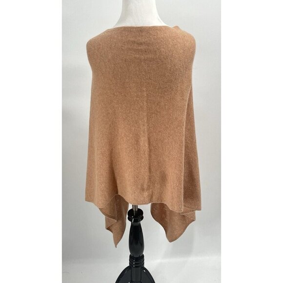 Cashmere Tan Poncho Sweater V Neck OS - Picture 3 of 4